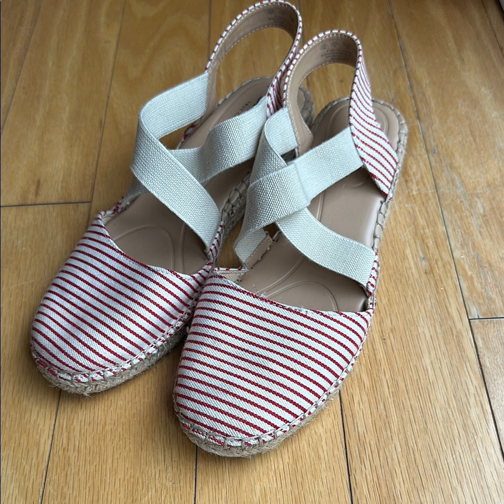 Abella Red and White Espadrilles with Nautical Stripes